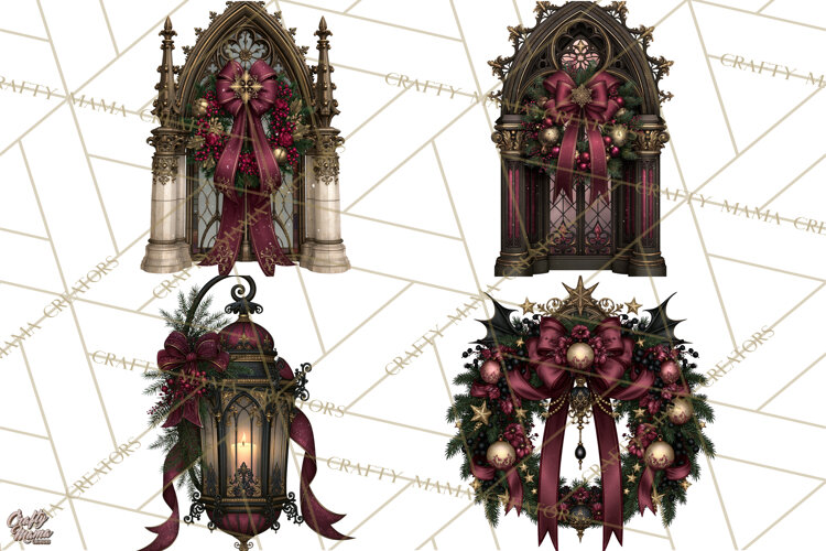 Victorian Gothic Christmas Clipart PNG, Gothic Christmas example image 1