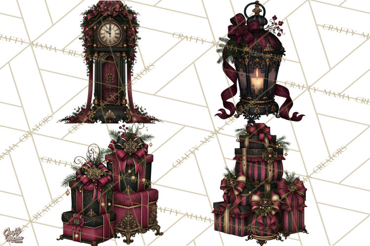 Victorian Gothic Christmas Clipart PNG, Gothic Christmas example image 1