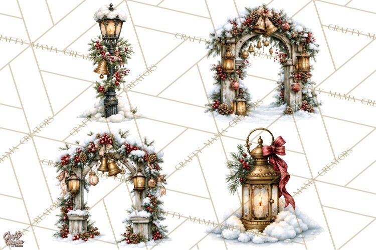 Snowman Christmas Market Clipart, Vintage Christmas Png example image 1