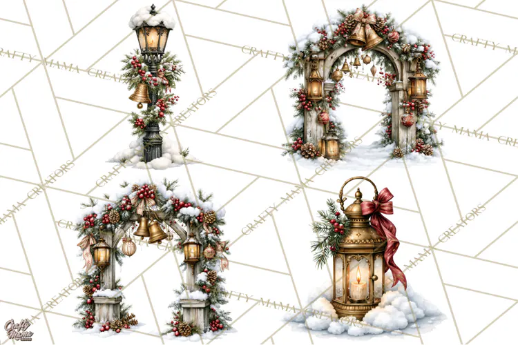 Snowman Christmas Market Clipart, Vintage Christmas Png