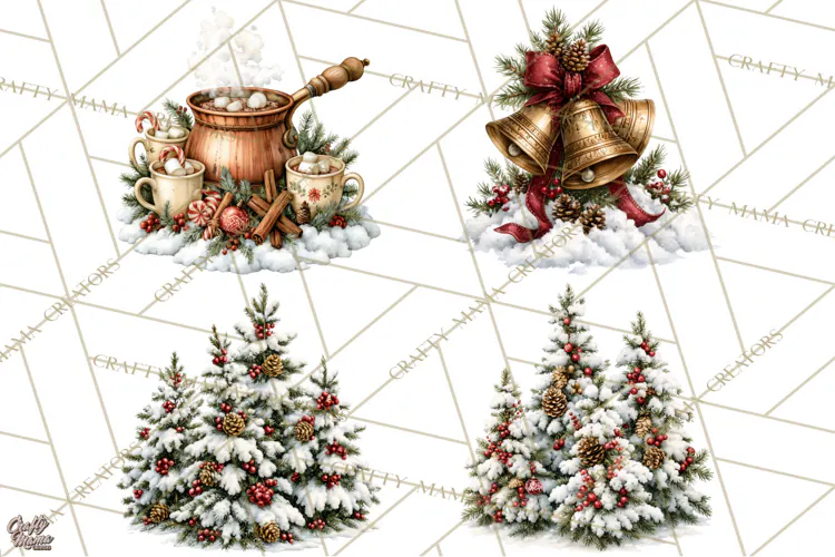 Snowman Christmas Market Clipart, Vintage Christmas Png