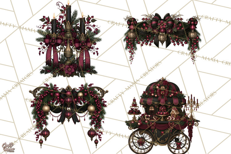 Victorian Gothic Christmas Clipart PNG, Gothic Christmas example image 1