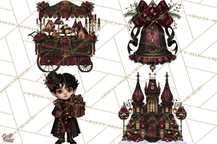 Victorian Gothic Christmas Clipart PNG, Gothic Christmas example image 1