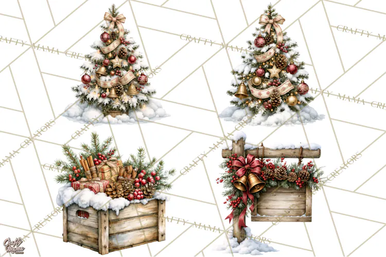 Snowman Christmas Market Clipart, Vintage Christmas Png