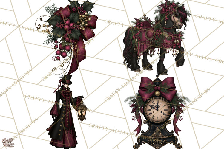 Victorian Gothic Christmas Clipart PNG, Gothic Christmas example image 1