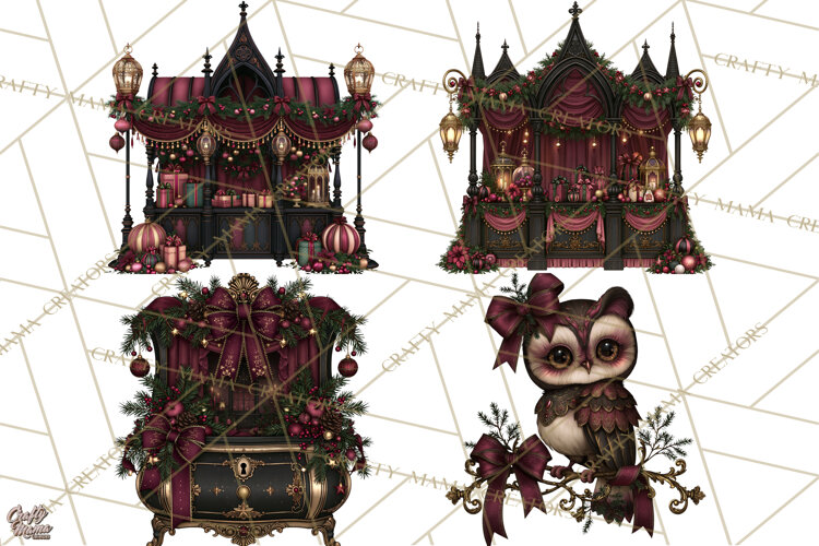 Victorian Gothic Christmas Clipart PNG, Gothic Christmas example image 1