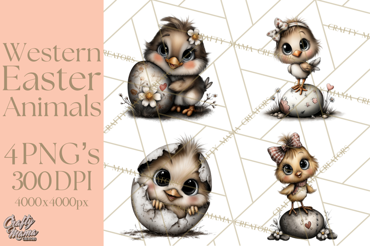 Western Easter Animals Clipart Cowboy Bunny Farm PNG