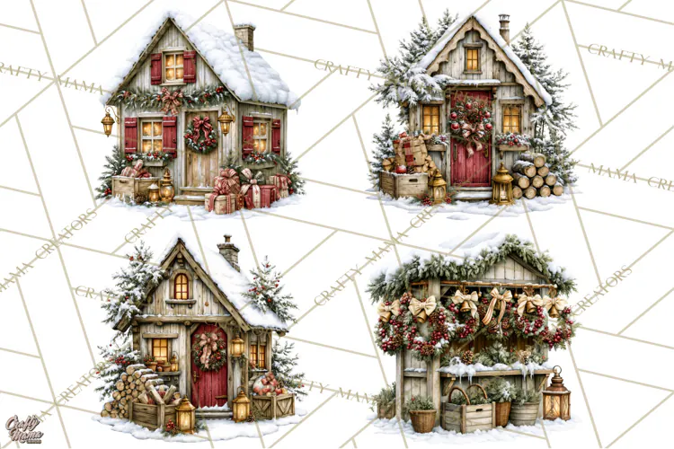 Snowman Christmas Market Clipart, Vintage Christmas Png