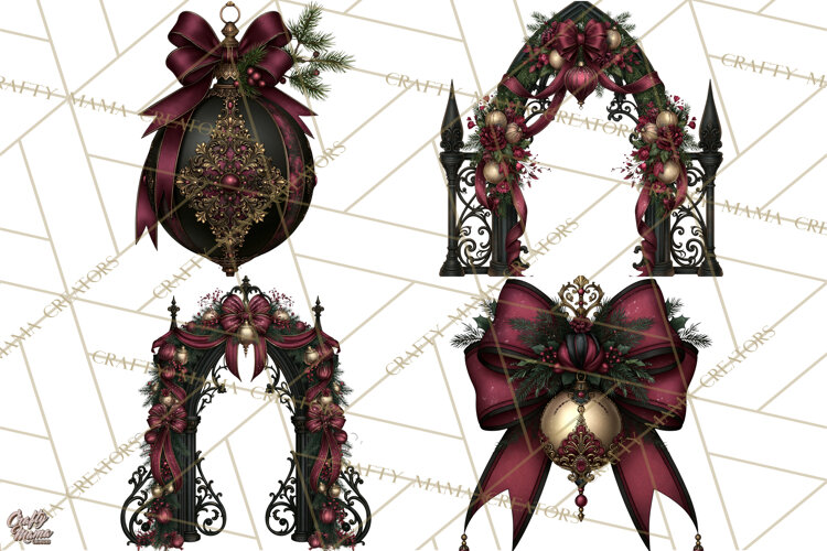 Victorian Gothic Christmas Clipart PNG, Gothic Christmas example image 1