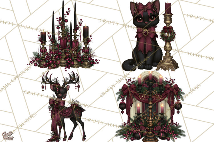 Victorian Gothic Christmas Clipart PNG, Gothic Christmas example image 1