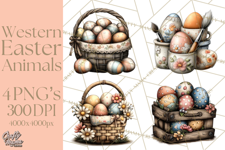 Western Easter Animals Clipart Cowboy Bunny Farm PNG