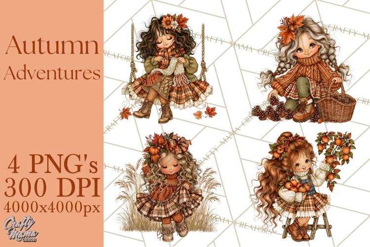 Autumn Adventures Cozy Fall Girl Clipart PNG