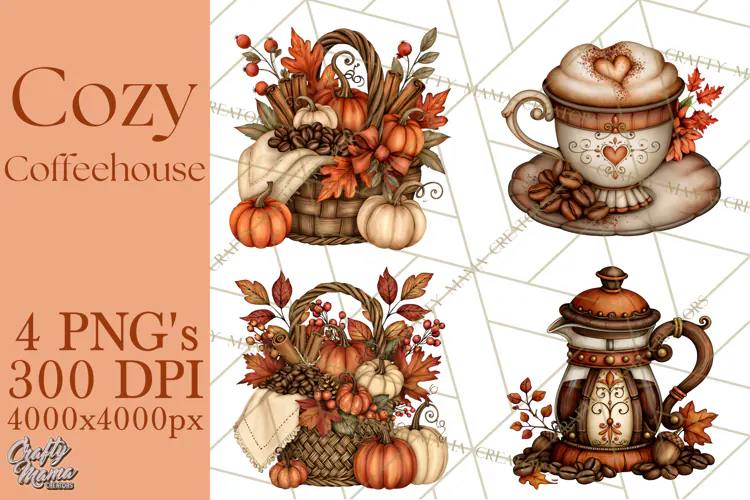 Cozy Fall Coffeehouse PNG Clipart