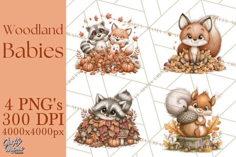 Autumn Woodland Babies PNG example image 1