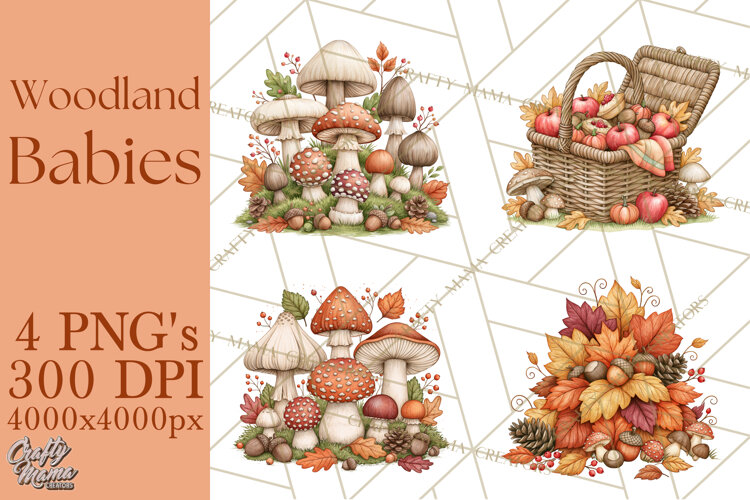Autumn Woodland Babies PNG example image 1