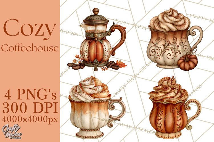 Cozy Fall Coffeehouse PNG Clipart example image 1