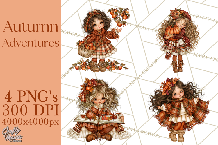Autumn Adventures Cozy Fall Girl Clipart PNG