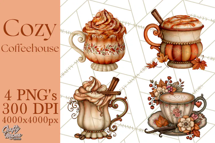Cozy Fall Coffeehouse PNG Clipart