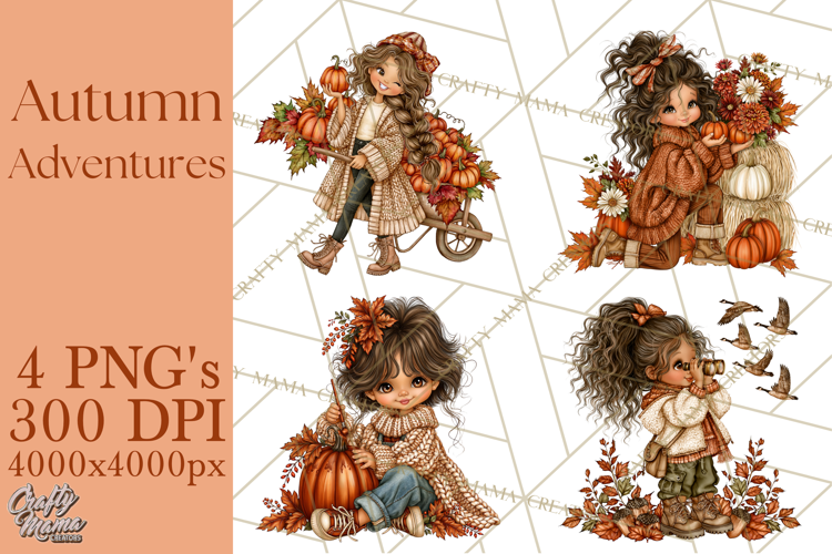 Autumn Adventures Cozy Fall Girl Clipart PNG