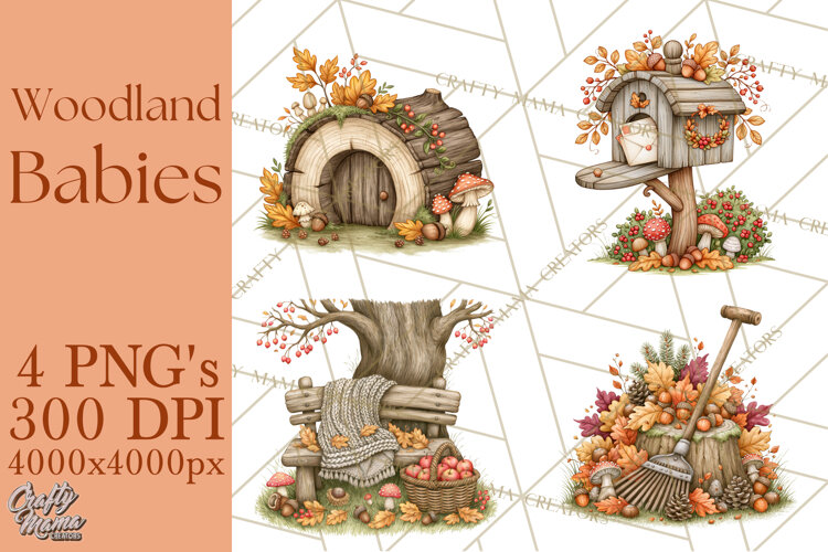 Autumn Woodland Babies PNG example image 1