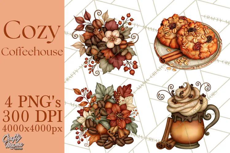 Cozy Fall Coffeehouse PNG Clipart