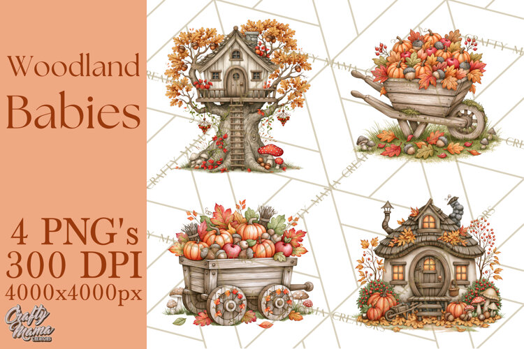 Autumn Woodland Babies PNG example image 1