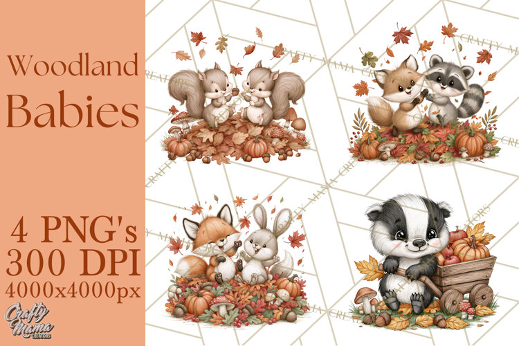 Autumn Woodland Babies PNG example image 1