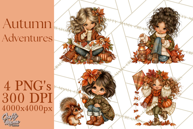 Autumn Adventures Cozy Fall Girl Clipart PNG