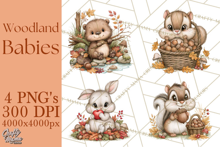 Autumn Woodland Babies PNG example image 1