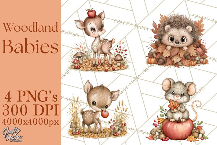 Autumn Woodland Babies PNG example image 1