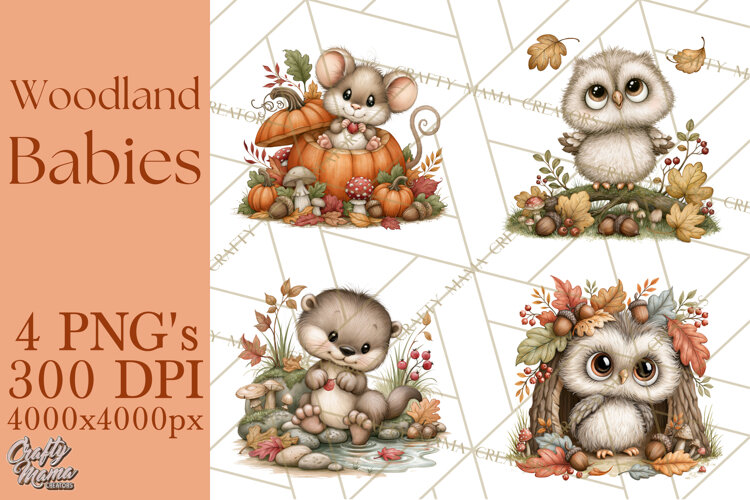 Autumn Woodland Babies PNG example image 1