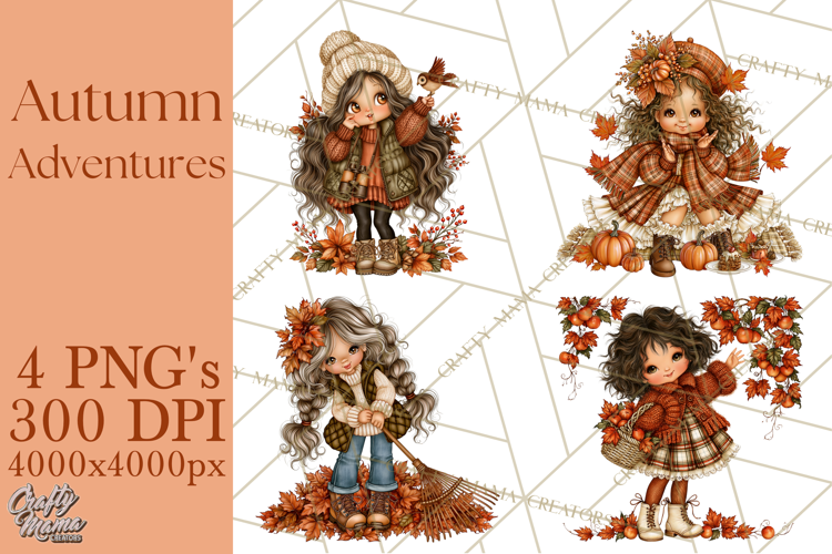 Autumn Adventures Cozy Fall Girl Clipart PNG
