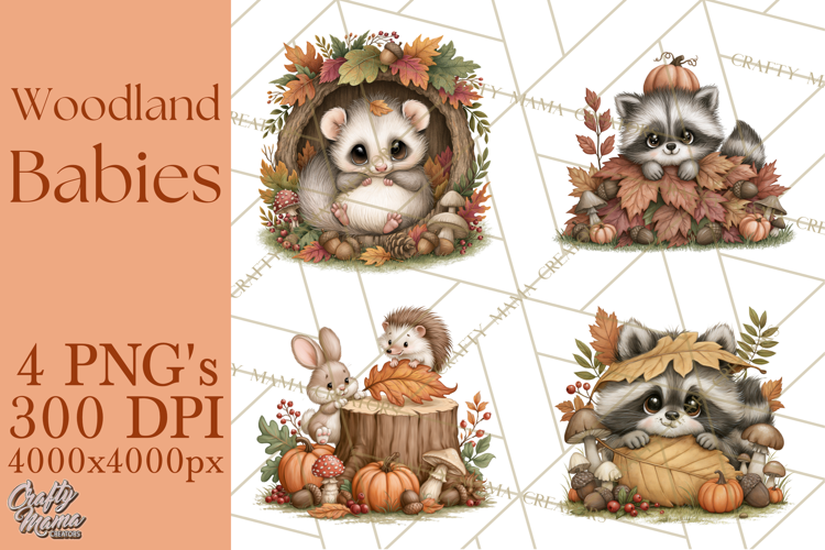 Autumn Woodland Babies PNG