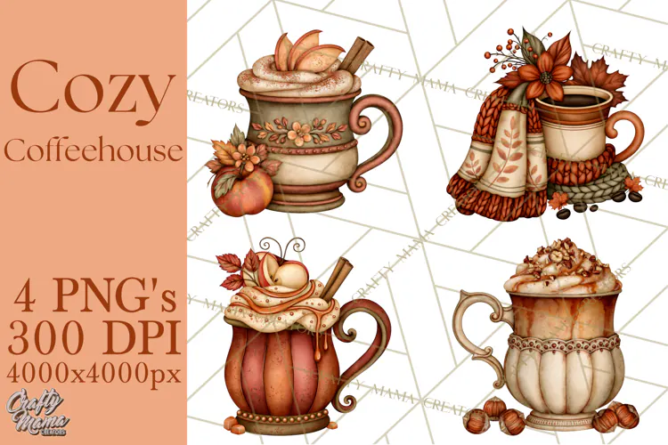 Cozy Fall Coffeehouse PNG Clipart