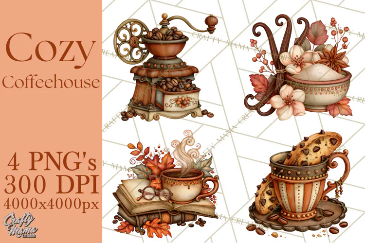 Cozy Fall Coffeehouse PNG Clipart
