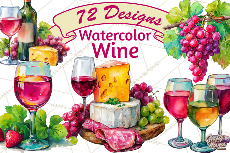 Watercolor Wine Clipart, Drinking Wine Png, Sublimation