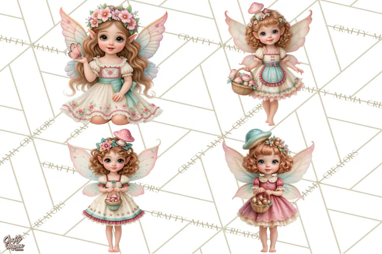 Fairy Garden Clipart, Whimsical Fairy Hollow PNG, Mushroom