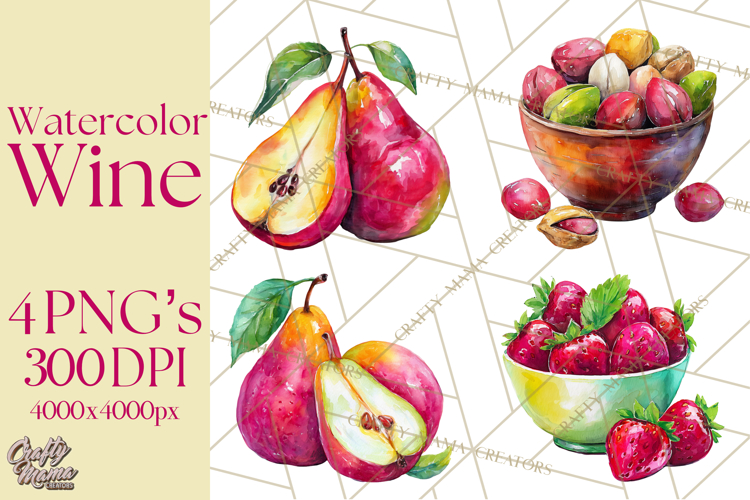Watercolor Wine Clipart, Drinking Wine Png, Sublimation