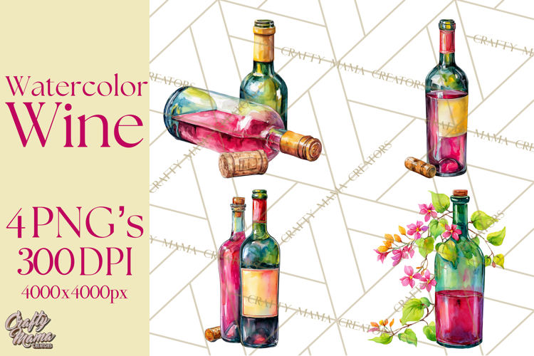 Watercolor Wine Clipart, Drinking Wine Png, Sublimation