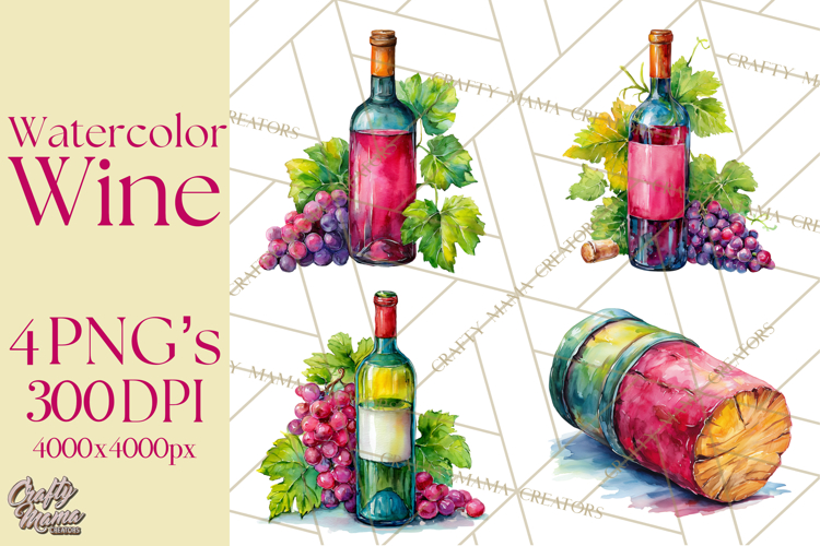 Watercolor Wine Clipart, Drinking Wine Png, Sublimation