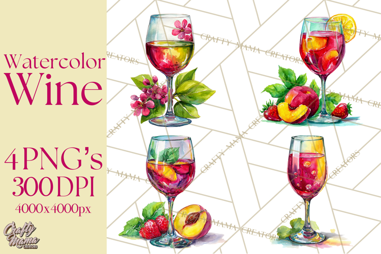 Watercolor Wine Clipart, Drinking Wine Png, Sublimation