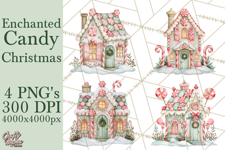 Candy Christmas Village PNG, Enchanted Christmas Decorations