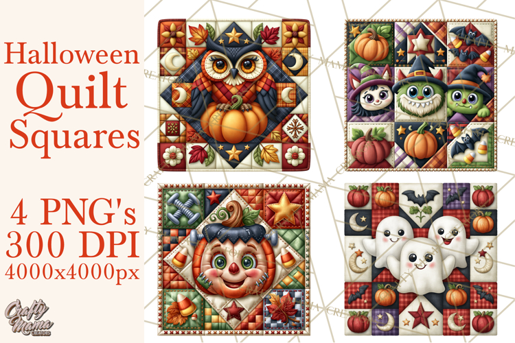 Halloween Quilt Square Patterns PNG Clipart
