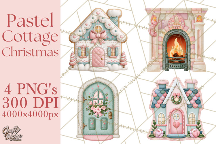 Cozy Cottage Christmas Clipart PNG example image 1