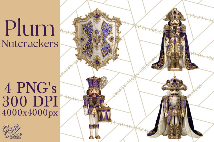 Purple Nutcracker Clipart PNG, Christmas Decor example image 1