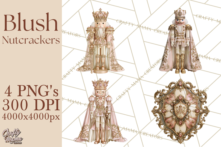 Luxury Nutcracker Clipart PNG, Blush Champagne Christmas