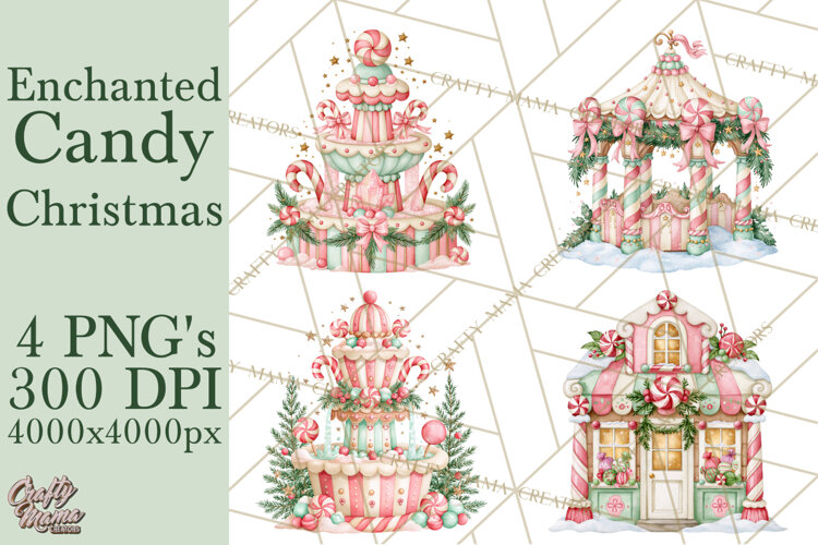 Candy Christmas Village PNG, Enchanted Christmas Decorations example image 1