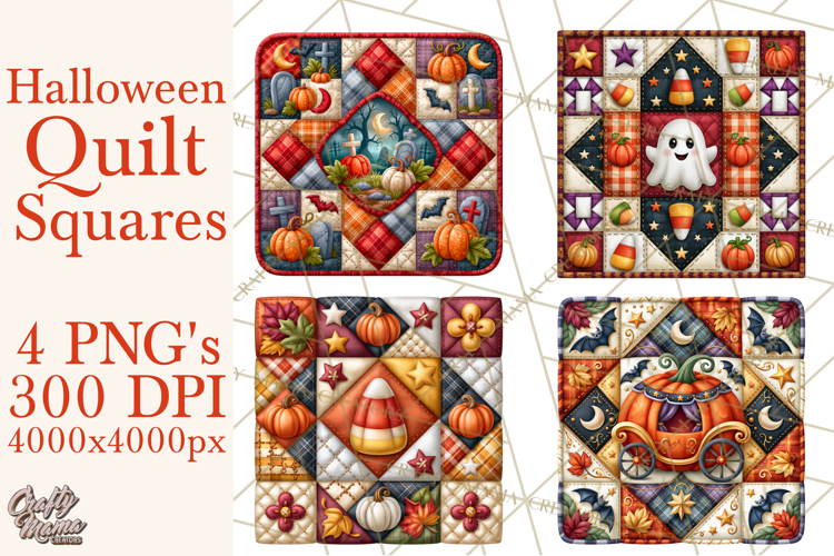 Halloween Quilt Square Patterns PNG Clipart