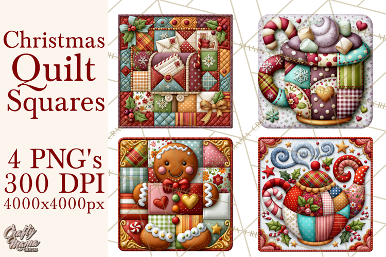 Christmas Quilt Square Patterns PNG