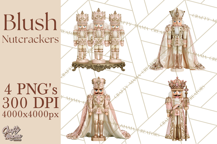 Luxury Nutcracker Clipart PNG, Blush Champagne Christmas